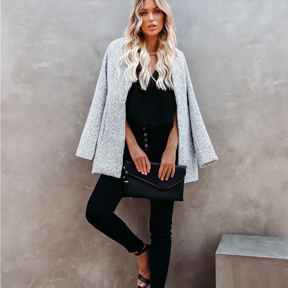 VICI pocketed heather grey coat